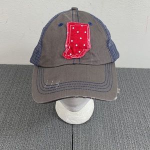 Indiana Distressed Trucker Hat Unisex OSFA Gray Blue Mesh Back Strapback BK Caps